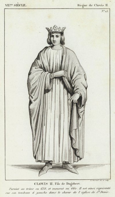 VII Century, regeringstid av Clovis II, Clovis II, son till Dagobert (gravyr) av French School