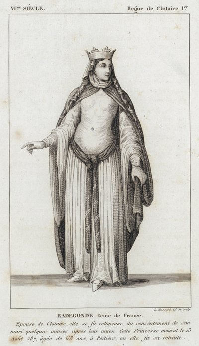 VI Century, Reign of Clotaire I, Radegonde, Queen of France (gravyr) av French School