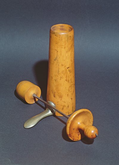 Vaginalt spekulum använt av Joseph-Claude-Anthelme Recamier (1774-1852) (trä och metall) av French School