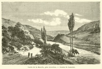Moseldalen, nära Liverdun (gravyr) av French School