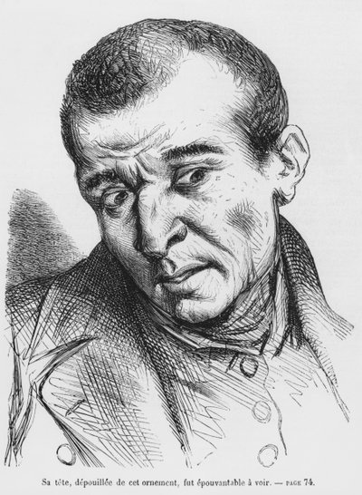 Vautrin arresterad och identifierad, illustration från Splendeurs et Miseres des Courtisanes av Honore de Balzac, publicerad 1867 av French School