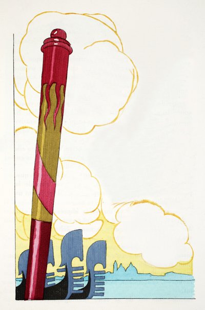 Venedig siluett (stenciltryck) av French School