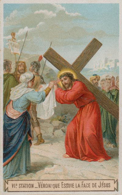 Veronica torkar Jesu ansikte. Korsets sjätte station av French School