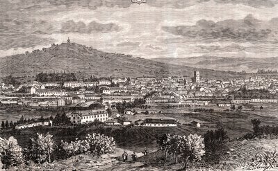 Vesoul - kommun i Grand Est i Frankrike, prefektur för departementet Haute-Saone i regionen Bourgogne-Franche-Comte - gravyr i "Frankrike illustree: geografi, historia, statistisk administration" av V.-A. Malt-brunt. 1884 av French School