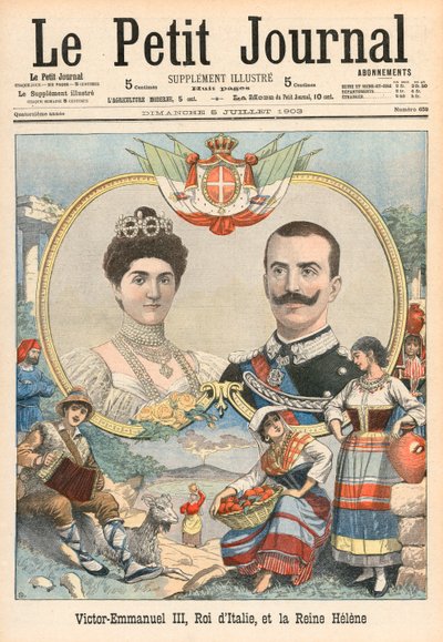 Victor-Emmanuel III av Italien och drottning Helene av French School