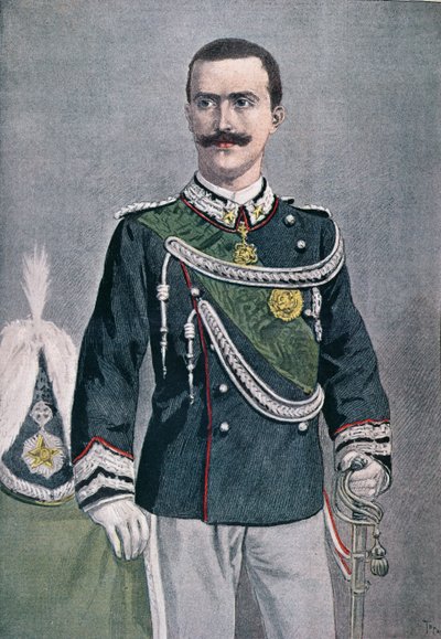 Victor Emmanuel III, illustration från Le Petit Journal, 1900 av French School