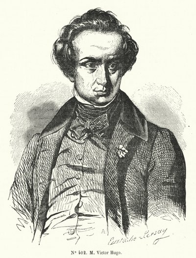 Victor Hugo, fransk romanförfattare och dramatiker (gravyr) av French School