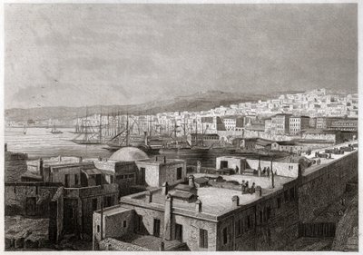 Utsikt över Alger. (gravyr, ca 1850) av French School