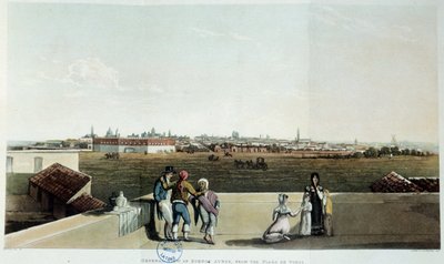 Utsikt över Buenos Aires i Argentina. Litografi av vidal (1820) 1800-talet. Paris, Latinamerikanska biblioteket av French School