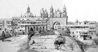 Utsikt över Lima, Peru, ca 1850 (gravyr) av French School