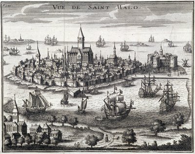 Vy över St Malo - Anonym gravyr av French School