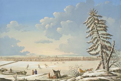 Utsikt över St Petersburg, publicerad i Paris c.1850 (handfärgad litho) av French School