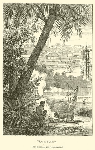Utsikt över Sydney (gravyr) av French School