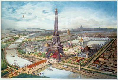 Utsikt över 1889 års världsutställning i Paris. Gravyr av 1889. Paris, Dekorativ konst av French School