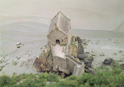 Utsikt över Chapelle Saint-Aubert, 1200-1300-talet av French School