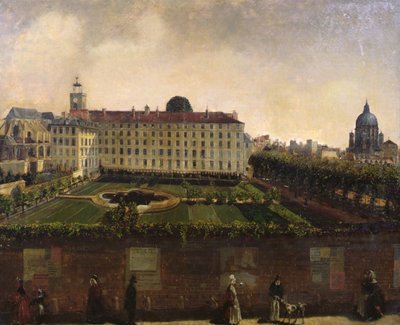 Utsikt över Institut National des Jeunes Sourds, Paris, ca 1840 (olja på duk) av French School