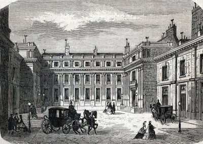 Vy över ministeriet för offentlig utbildning, Hotel de Rochechouart rue de Grenelle, i Paris - (gravyr) 1864 av French School