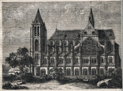 Utsikt över klostret Saint-Victor (Saint Victor) före detta klostret för reguljära kanoner (Augustinian) förstört 1811 - Gravyr i "" Fysisk, civil och moralisk historia av Paris: från de tidigaste historiska tiderna till idag" av Jacques Antoine Dulaure av French School