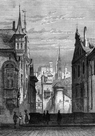 Utsikt över staden Nürnberg i Tyskland av French School