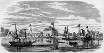 Utsikt över staden Shan Hai (Shanghai-Hai, Shanghai), Kina av French School