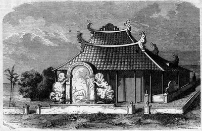 Utsikt över graven av Georges Pierre Pigneau de Behaine (1741-1799), biskop av Adran. Saigon, Cochin Kina av French School