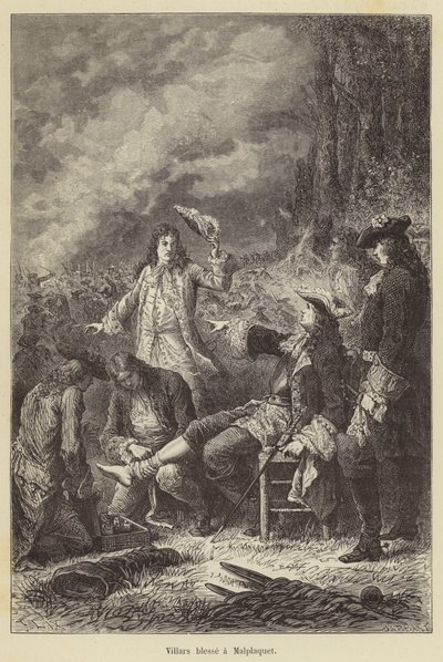 Villars skadar Malplaquet (gravyr) av French School