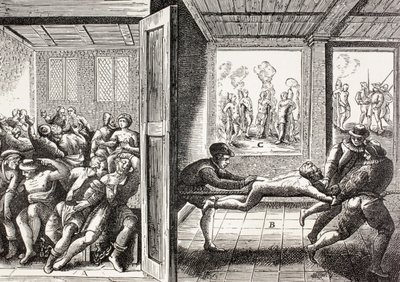 De franska hugenotternas våld mot katolikerna i södra Frankrike, från "Militärt och religiöst liv under medeltiden" av Paul Lacroix, publicerad i London ca 1880 av French School