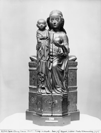 Virgin (som öppnar) stängd, tidigt 1400-tal (polykromt trä) (se även 207735) av French School