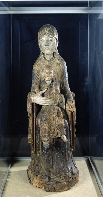 Virgin and Child i Majestd, från Forez (målat trä) av French School