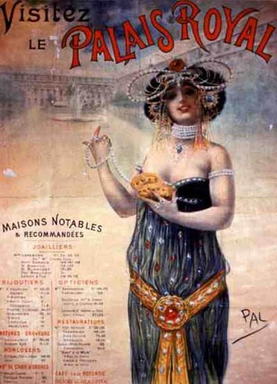 "Visit the Palais Royal", Paris (färglitografi) av French School