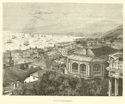 Vy över Hong Kong (gravyr) av French School