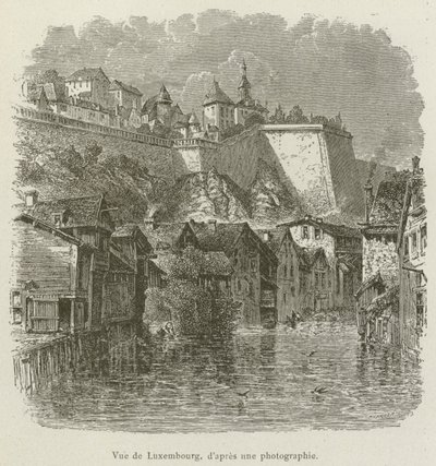 Utsikt över Luxemburg (gravyr) av French School
