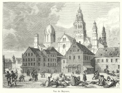 Utsikt över Mainz (gravyr) av French School