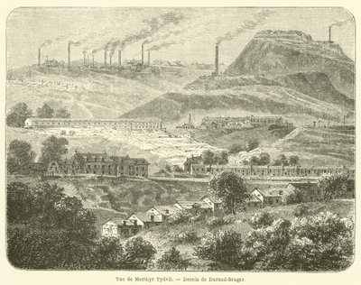 Vy över Merthyr Tydfil (gravyr) av French School