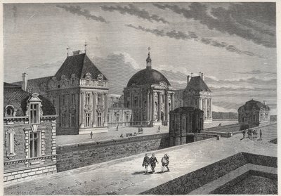 Utsikt över Chateau Royal de Monceaux - gravyr från "" Frankrikes historia berättad för mina barnbarn"" - av Francois Guizot - 1872-1876 av French School