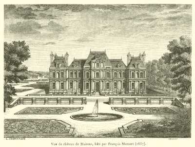 Utsikt över Chateau de Maisons, byggt av Francois Mansart av French School