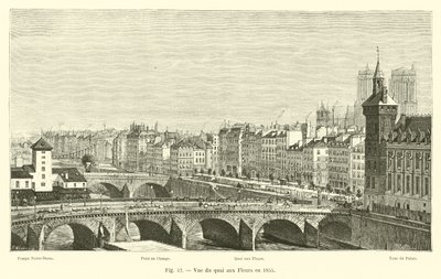 Utsikt över Quai aux Fleurs 1855 av French School