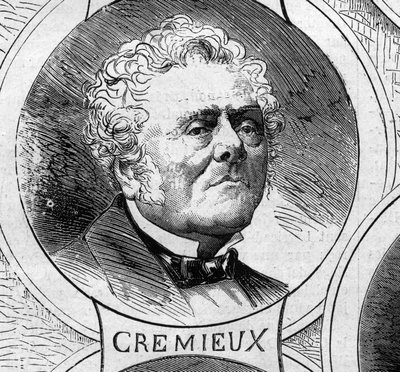 Kriget 1870 - Nationella försvarets regering: porträtt av Adolphe Cremieux (1796-1880), medlem av den provisoriska regeringen 1870. Gravyr i "" Le Monde Illustré"" nr 706 den 22 oktober av French School