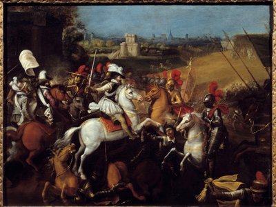 Religionskrig: "" kung Henrik IV (1533-1610) vid slaget vid Arques den 21 september av French School
