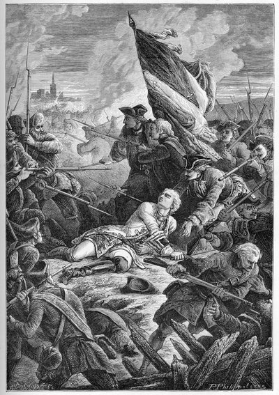 Det polska tronföljdskriget (1733-1738) - Louis Robert Hippolyte de Brehans död, greve av Plelo (1699-1734) före Dantzig, 27 maj av French School