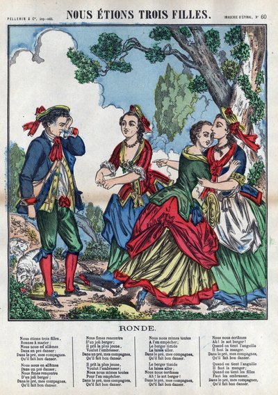 Vi var tre tjejer. Tre flickor som leker med en herde och gör honom obekväm. (Chants et chansons populaire de la France) Imagine d