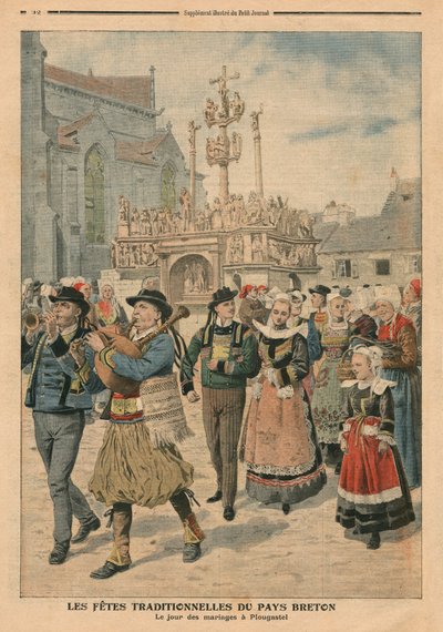 Bröllopsdag i Plougastel, Bretagne, illustration från Le Petit Journal, bilaga illustre, 27 januari 1907 av French School