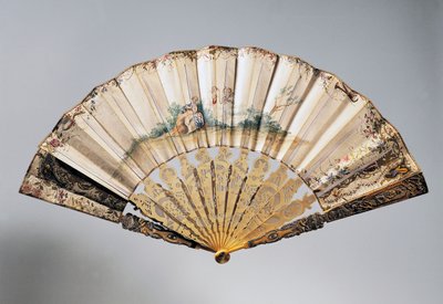 Bröllopshandfläkt med keruber och Bathsheba, revben i Louis XVI-stil av French School