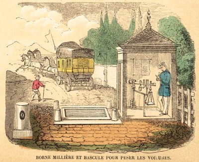 Vikter och mått (färgad gravyr) av French School