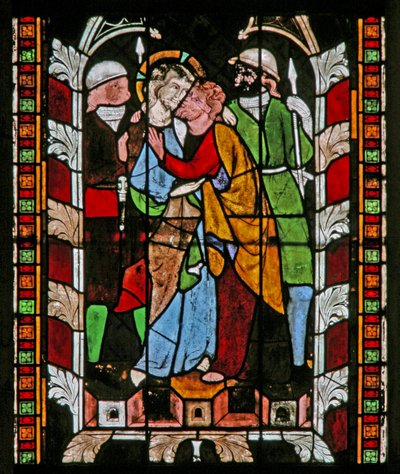 Fönster N-kapitelB som visar förräderiet av Judas av French School
