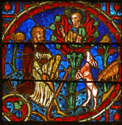 Fönster föreställande Moses och den brinnande busken av French School