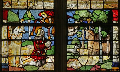 Fönster föreställande Saint Hubert and the Stag (målat glas) av French School