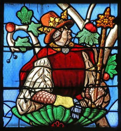 Fönster som visar Jesses träd (mestadels modernt) (målat glas) av French School
