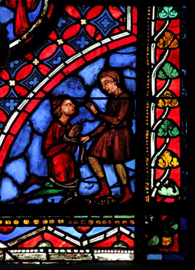 Fönster w05 föreställande magikern Hermogenes och Filetus av French School