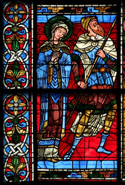 Fönster w0 föreställande Jungfru Maria och centurion Longinius av French School